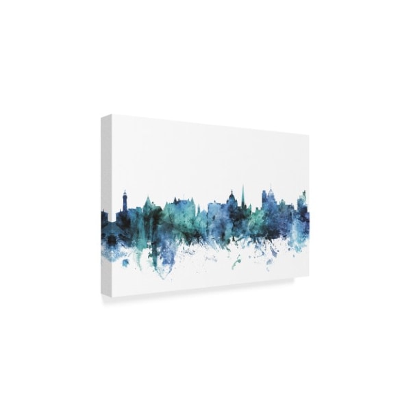 Michael Tompsett 'Victoria Canada Blue Teal Skyline' Canvas Art,12x19